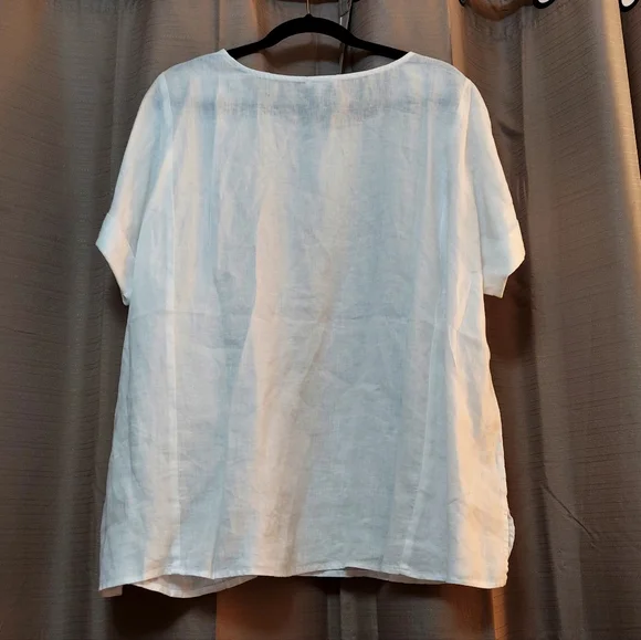J Jill purejill Linen Popover Top White XL - Picture 6 of 7